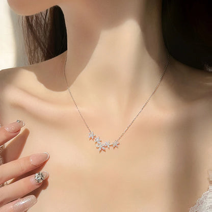Lnngy Exquisite Moissanite Diamond Necklace for Women Pure 925 Sterling Silver Flower Pendant Necklaces 2025 Trend Jewelry