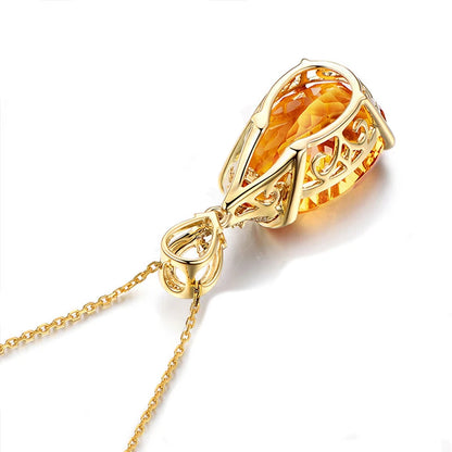 Golden Crystal Pendant Necklace Fine Jewelry Women Pendant Necklace Jewelry Engagement Anniversary Valentine's Day Birthday Gift