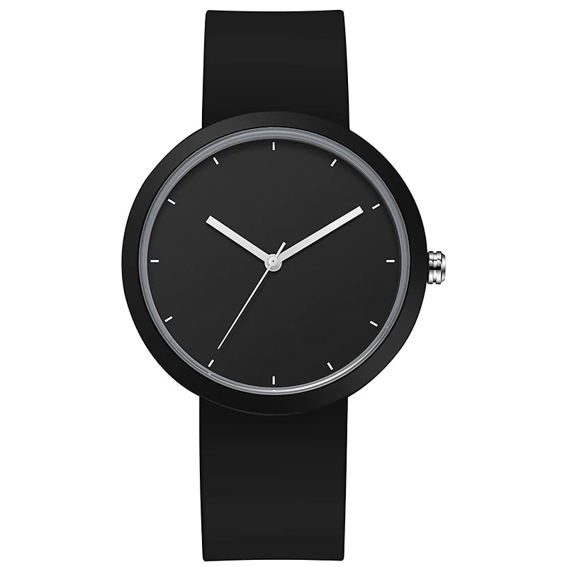 Minimalism Watch For Women 41mm Case with PVD Finish Rubber Strap black