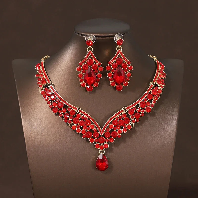 Bride Wedding Luxury Necklace Earring Set Exquisite and Elegant for Ladies Suitable for Party Festivals