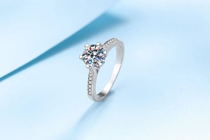 18K White Gold Luxury Diamond Rings for Women Platinum Pt950 1 Carat Moissanite Sparkling Ring Wedding Fine Jewelry Fashion Gift