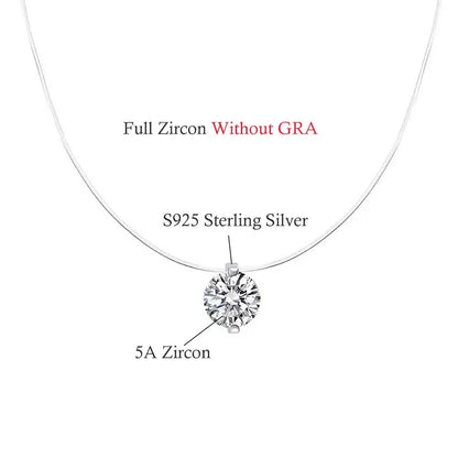 6.5/9mm Transparent Fishing Line Moissanite Necklace 925 Sterling Silver Choker Women Classic Engagement Wedding Diamond Jewelry