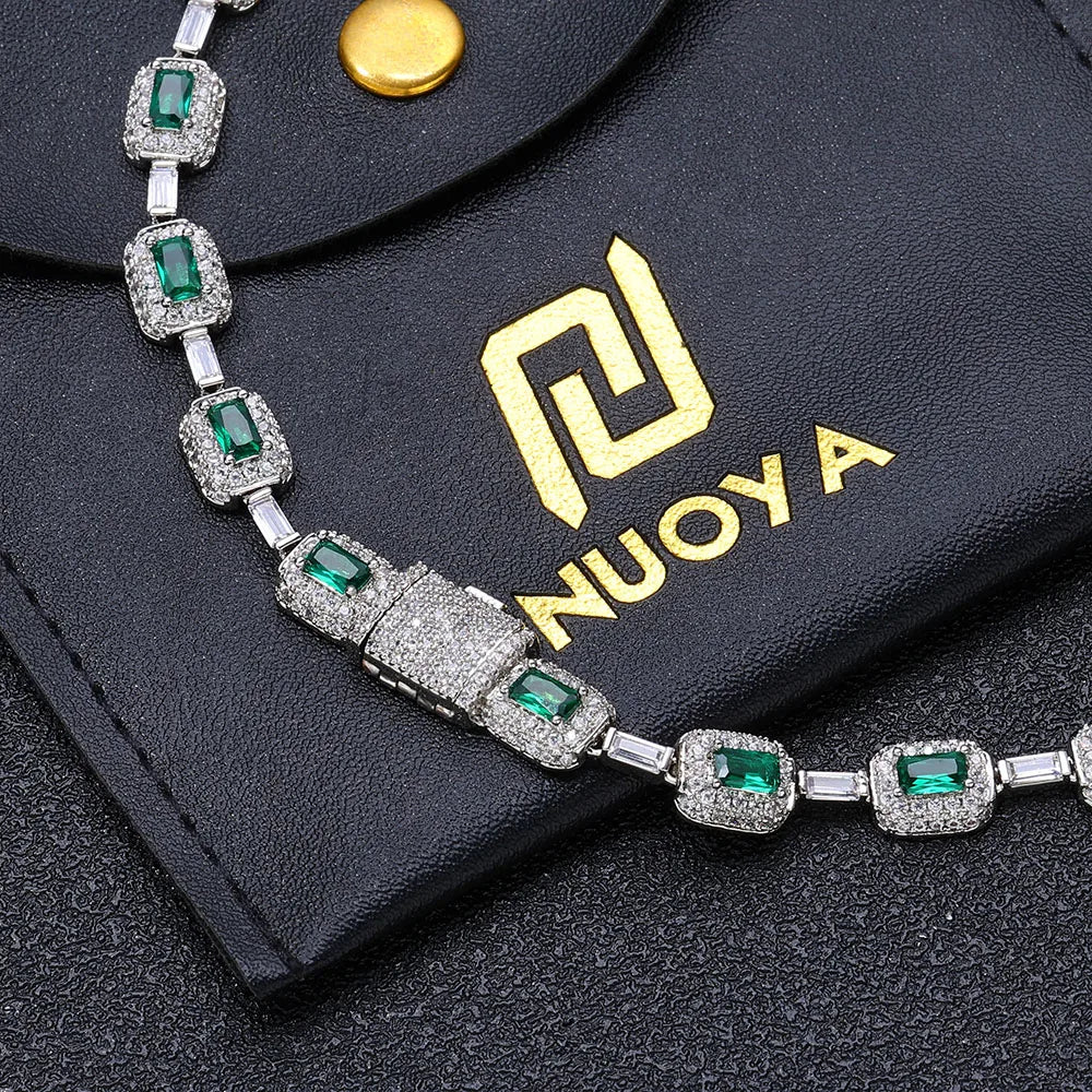 Fashion Exquisite Color Green Crystal Inlaid Ladies Charm Tennis Necklace Engagement Wedding Couple Jewelry