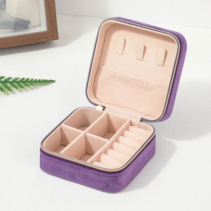 Velvet Travel Jewelry Box Organizer