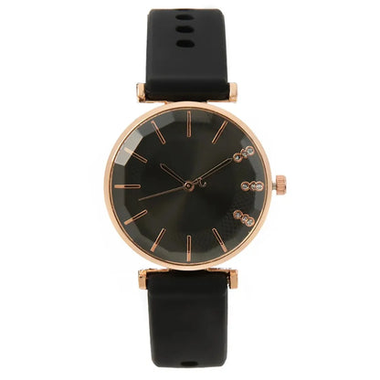 Fashion Simple With Diamonds Ladies Quartz Watches Black CHINA