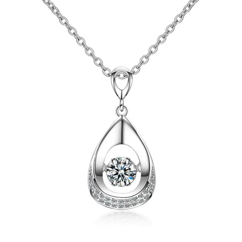 Dance Moissanite Necklace For Women Wedding Engagement 925 Sterling Silver Chain With Water Drop Diamond Pendant Female Choker