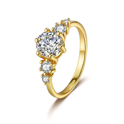 French light luxury 9999 24K real gold ring moissanite women's fashion versatile ring tail Accessories Wedding Jewelry