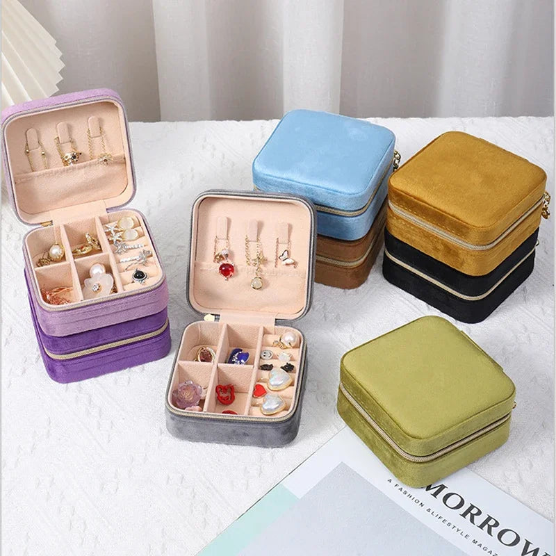 Velvet Travel Jewelry Box Organizer