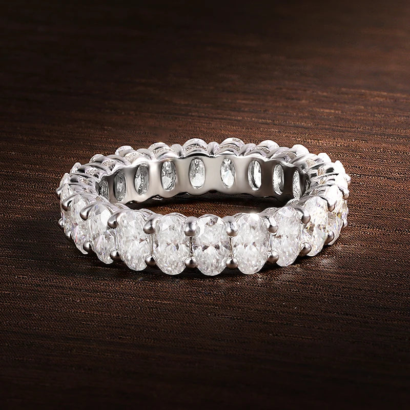 KNOBSPIN D VVS1 3*5mm Oval Moissanite Rings for Women Men Engagement Wedding Eternity Bands with GRA s925 Sliver Plated 18k Ring