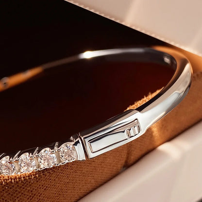 KNOBSPIN Moissanite Bangles for Women All 2.5mm D VVS1 Lab Diamond Bracelets 925 Sterling Silver Bracelet Wedding Birthday Gift