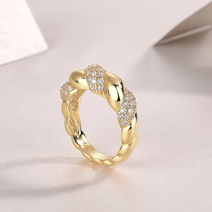Crystalline Braided Gold Ring