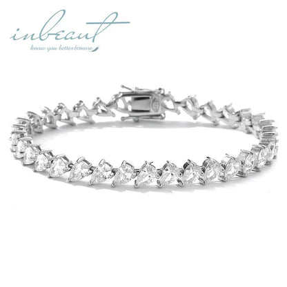 Silver 925 Original Brilliant Cut 0.5 Carat Diamond Test Past D Color VVS1 Water Drop Moissanite Tennis Bracelet Chain for Women