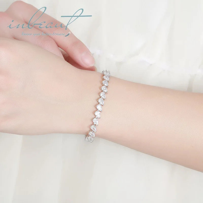 Silver 925 Original Brilliant Cut 0.5 Carat Diamond Test Past D Color VVS1 Water Drop Moissanite Tennis Bracelet Chain for Women