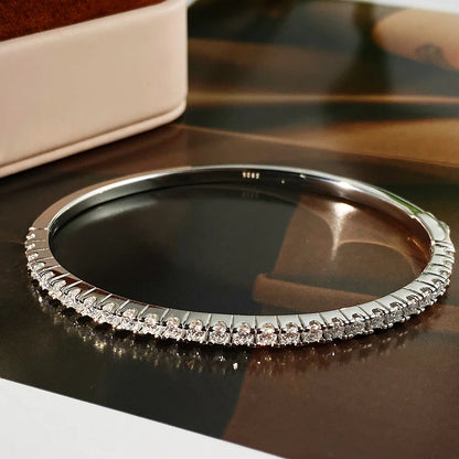 KNOBSPIN Moissanite Bangles for Women All 2.5mm D VVS1 Lab Diamond Bracelets 925 Sterling Silver Bracelet Wedding Birthday Gift